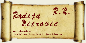 Radija Mitrović vizit kartica